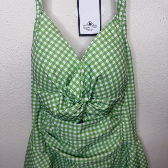 NWT Retro Stage Green and White One Piece Bathing Suiy Size Medium - Picture 7 of 14